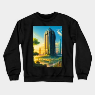 Thick Solarpunk Building Crewneck Sweatshirt